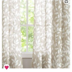 51 in. By 54 inch beige leaf pair of curtains